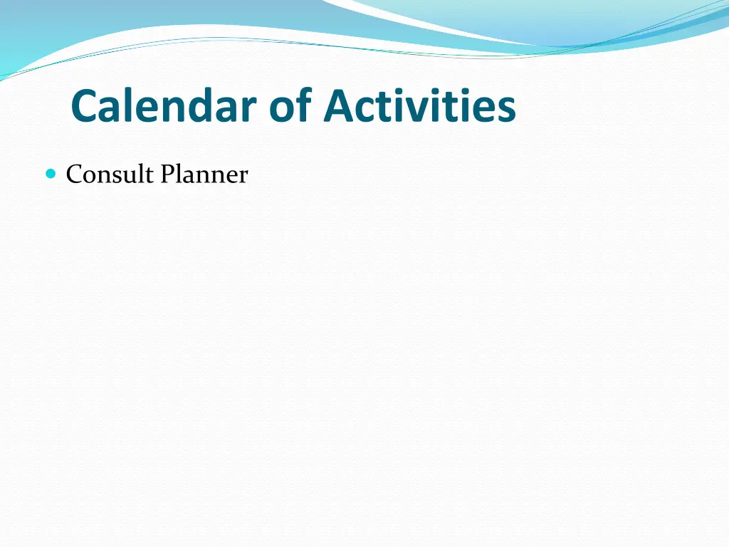 calendar of activities