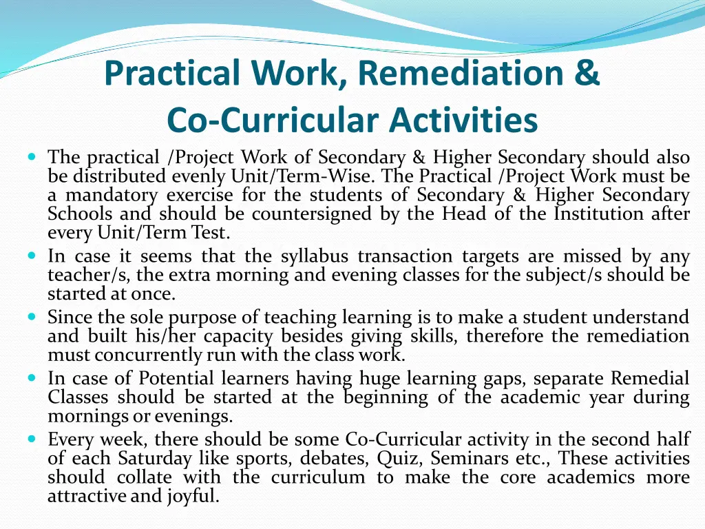 practical work remediation co curricular