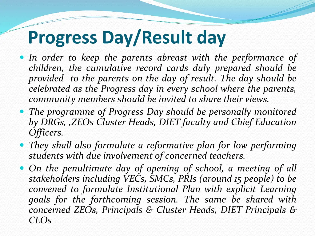 progress day result day in order to keep