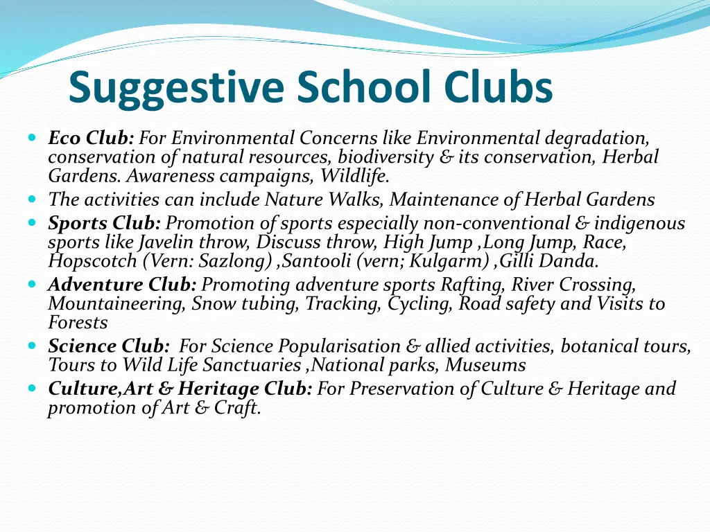suggestive school clubs