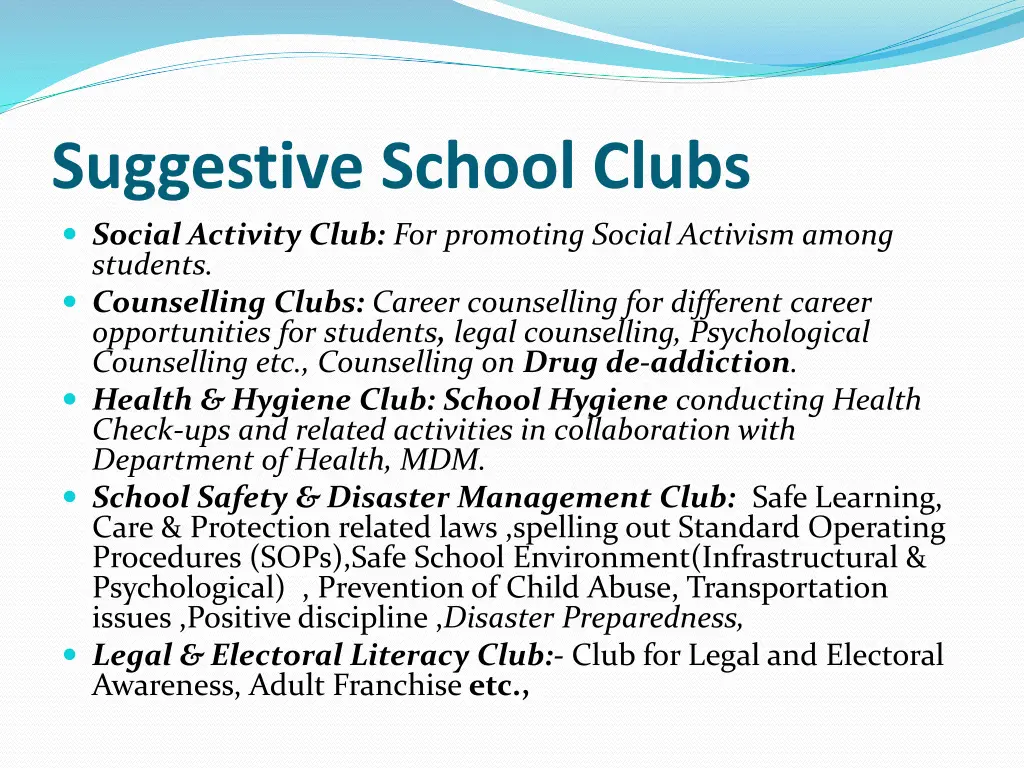 suggestive school clubs social activity club