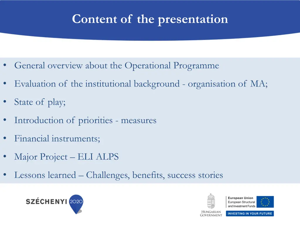 content of the presentation