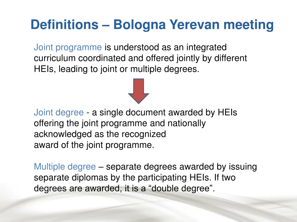 definitions bologna yerevan meeting
