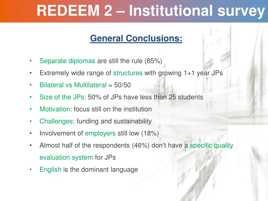 redeem 2 institutional survey 14