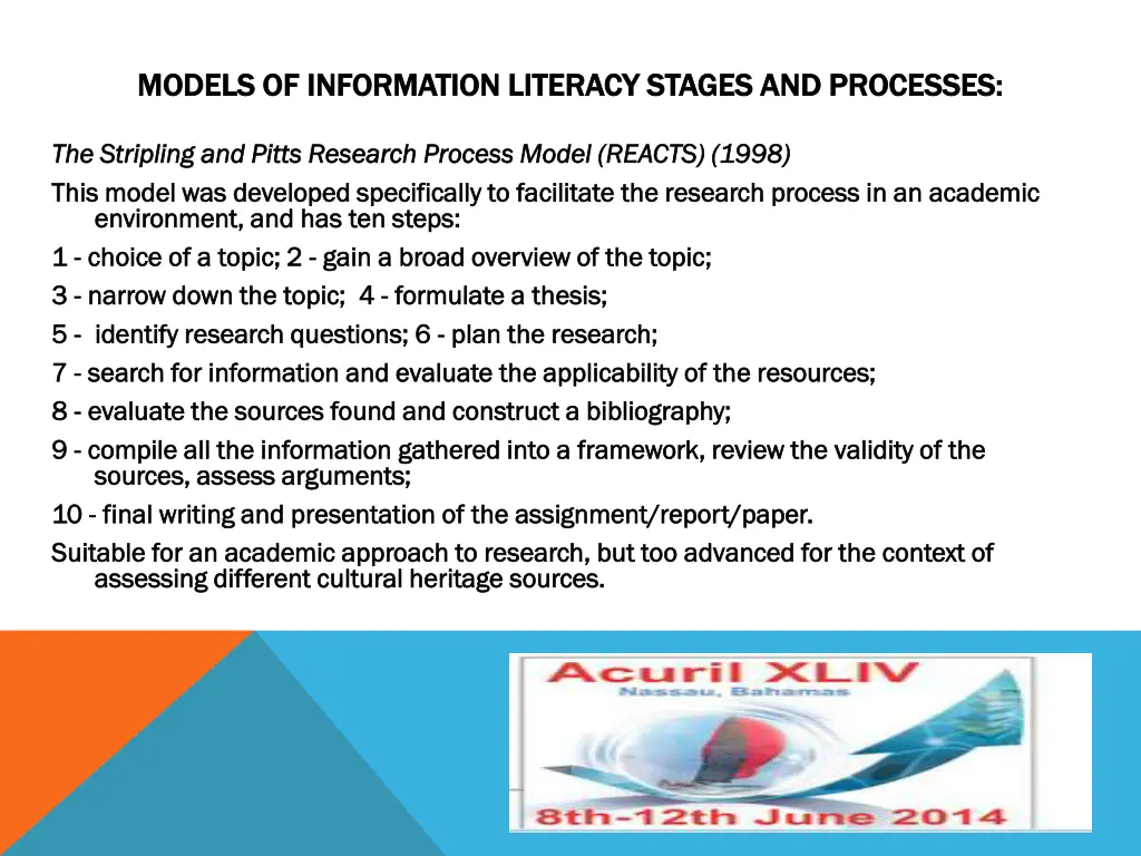 models models of information literacy stages 1