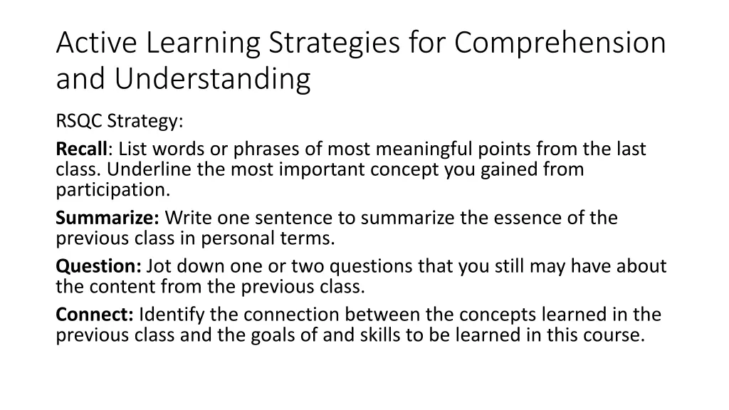 active learning strategies for comprehension