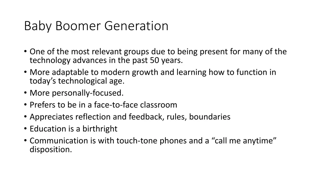 baby boomer generation