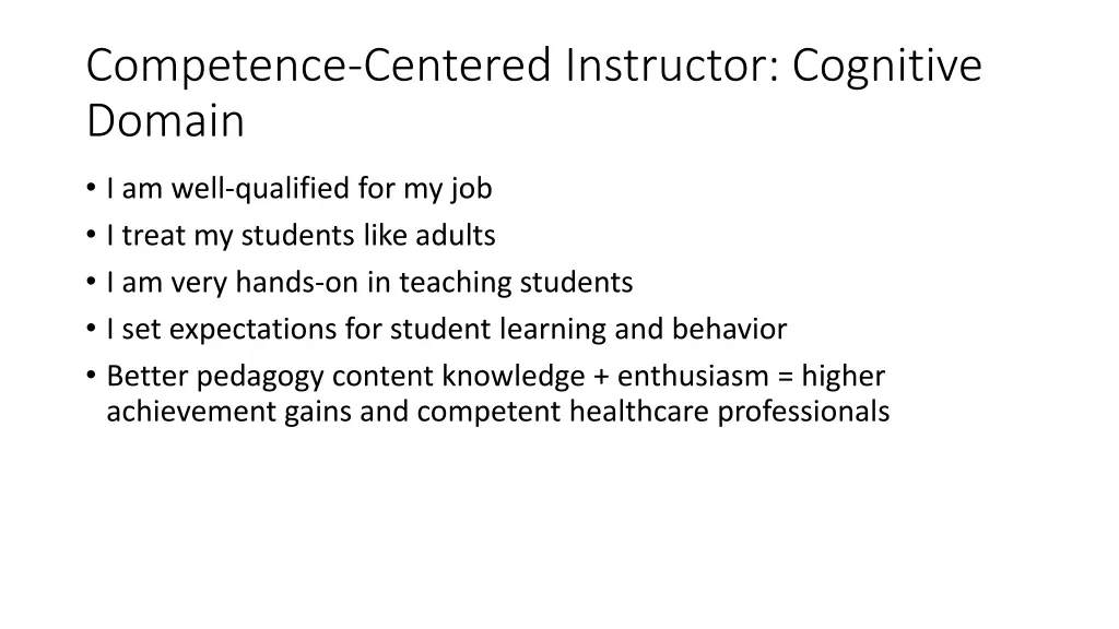 competence centered instructor cognitive domain