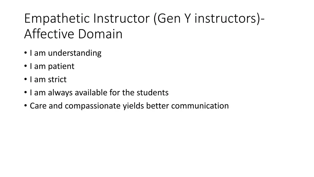 empathetic instructor gen y instructors affective