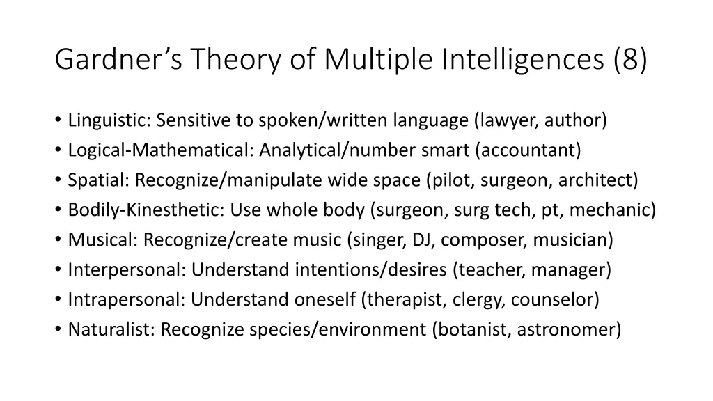 gardner s theory of multiple intelligences 8