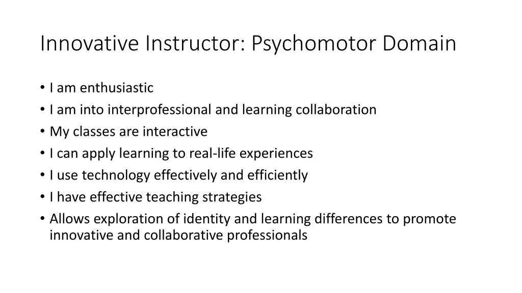 innovative instructor psychomotor domain