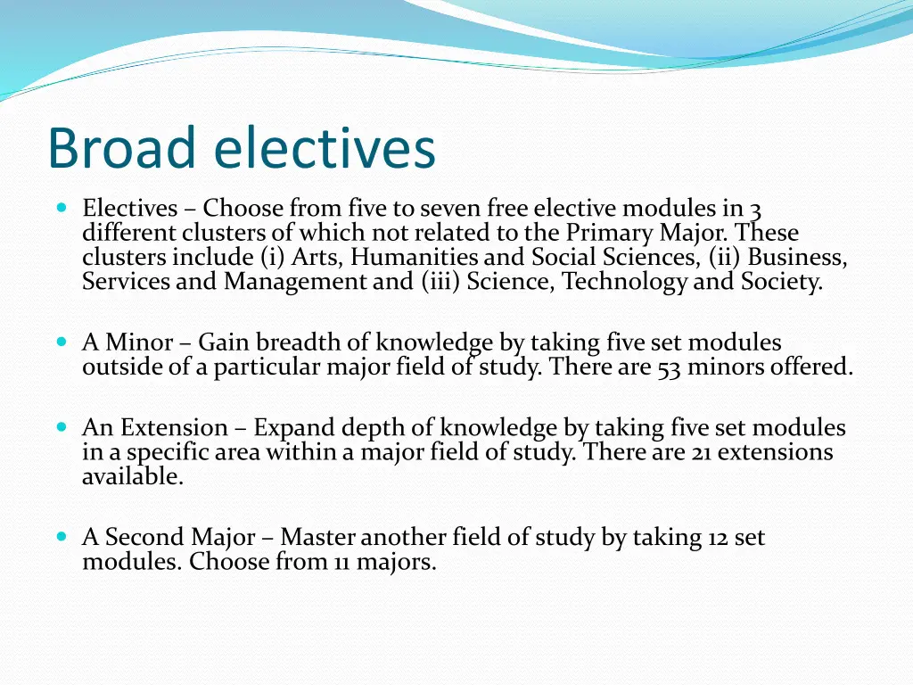 broad electives