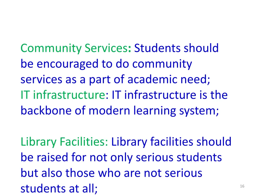 community services students should be encouraged