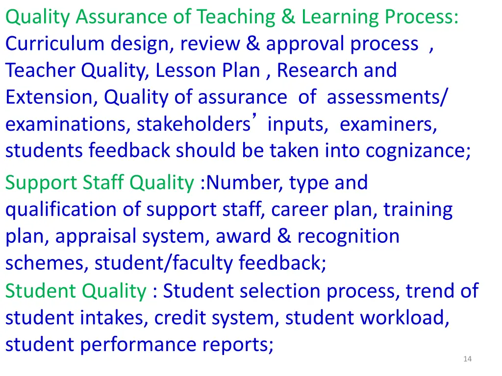 quality assurance of teaching learning process