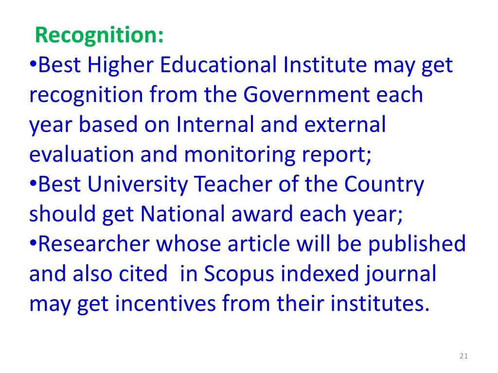 recognition best higher educational institute