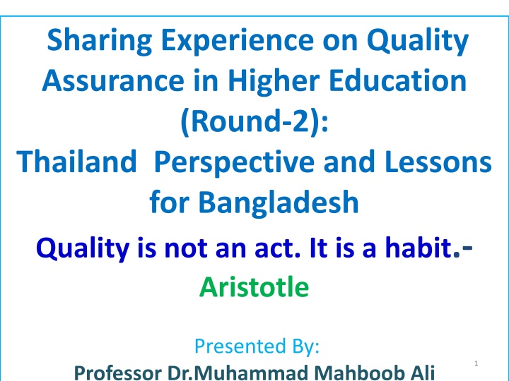 sharing experience on quality assurance in higher