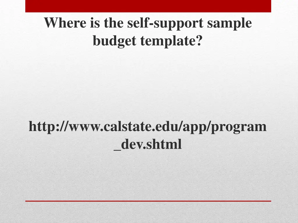 where is the self support sample budget template