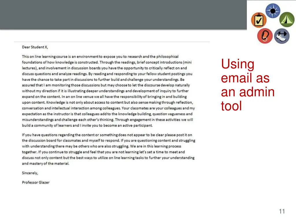 using email as an admin tool