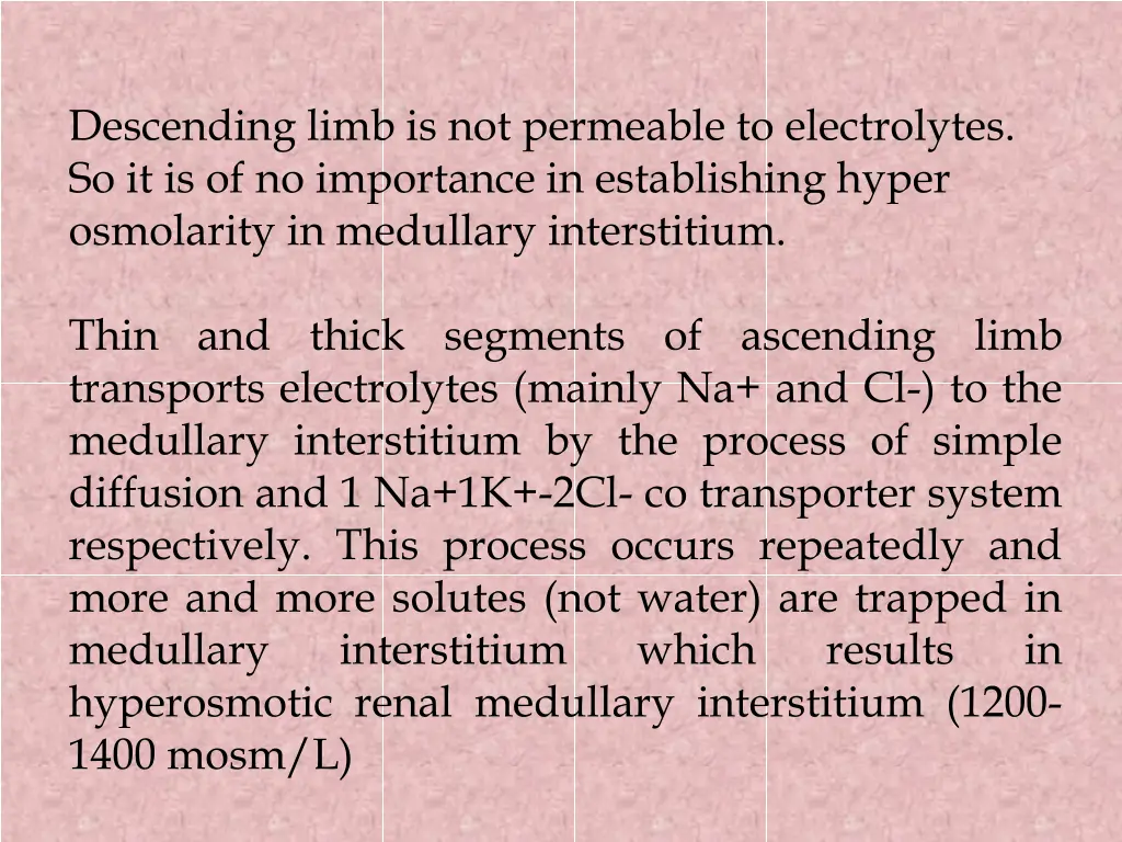 descending limb is not permeable to electrolytes