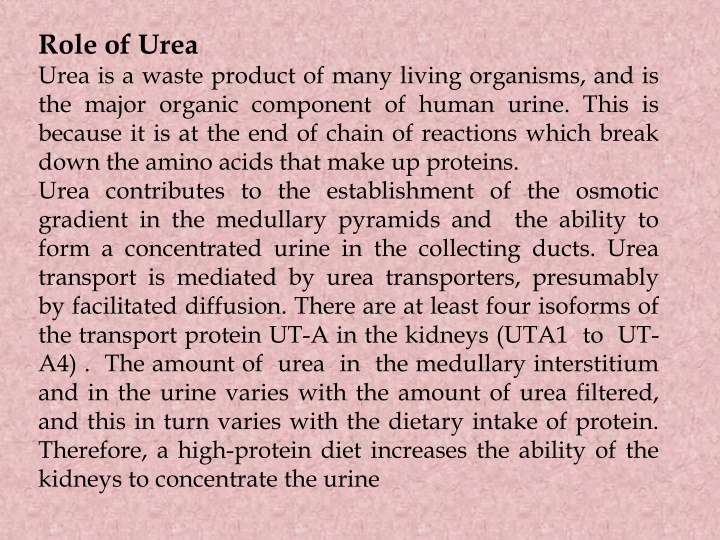 role of urea urea is a waste product of many