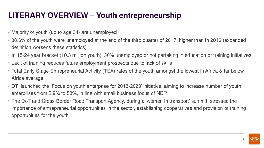 literary overview youth entrepreneurship