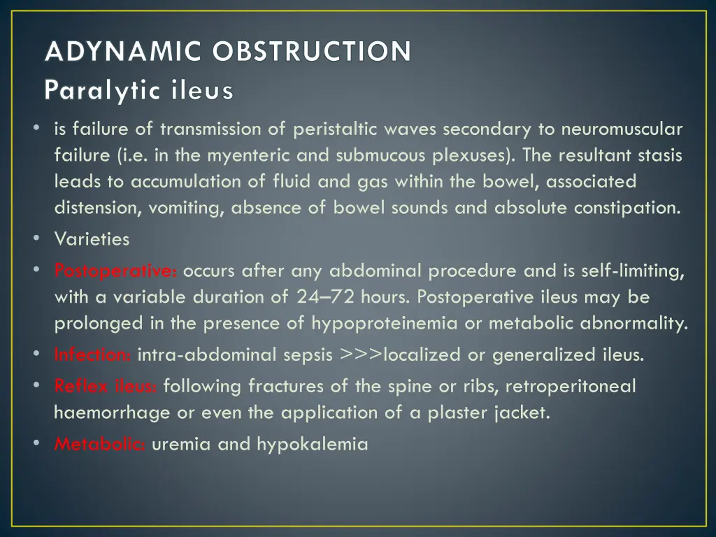 adynamic obstruction paralytic ileus is failure
