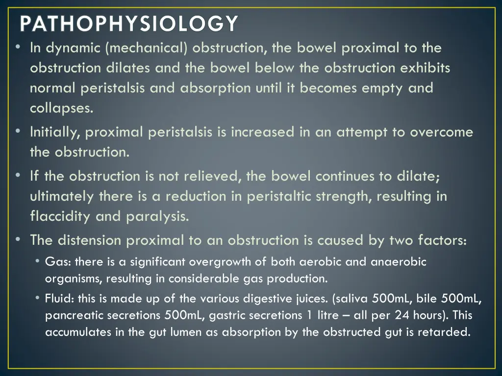 pathophysiology in dynamic mechanical obstruction