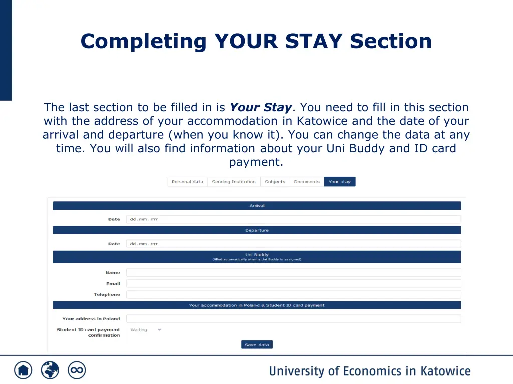 completing your stay section