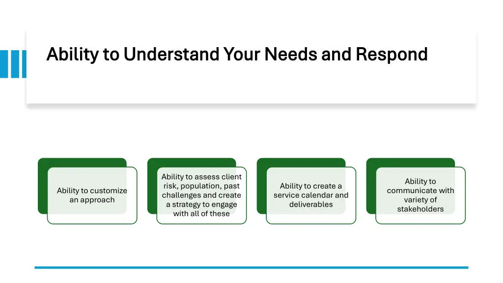 ability to understand your needs and respond
