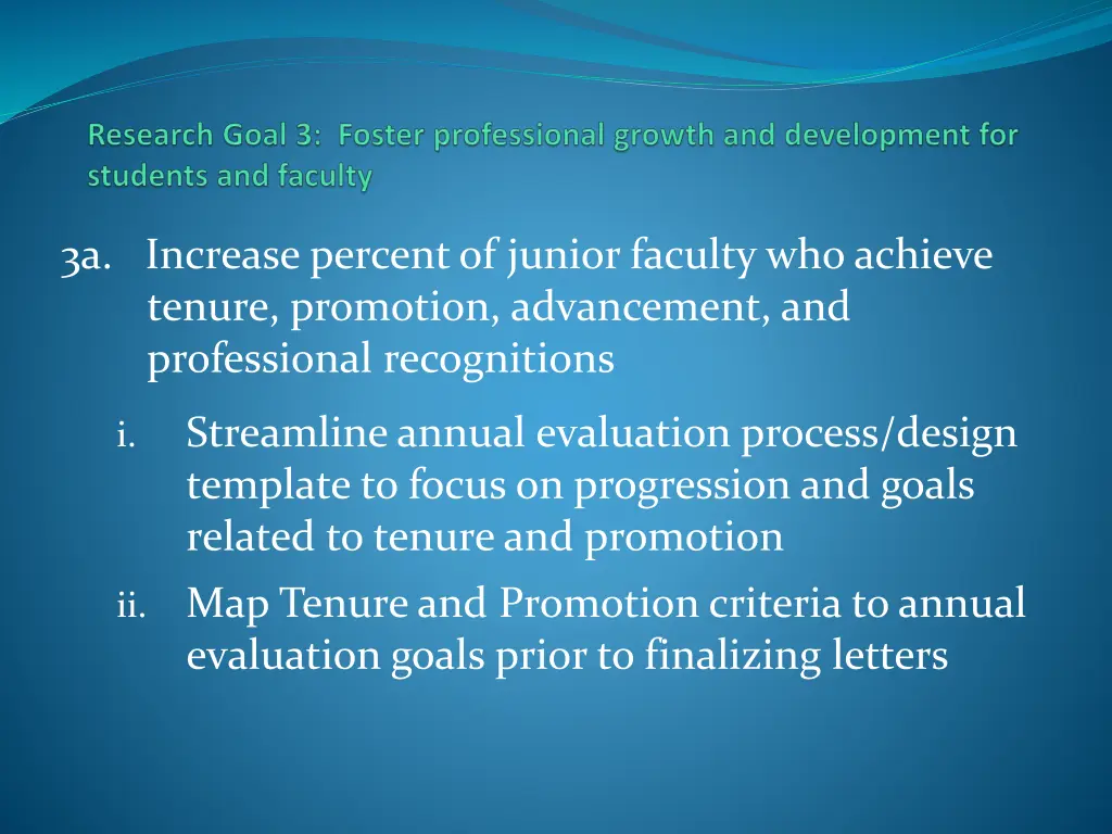 3a increase percent of junior faculty who achieve