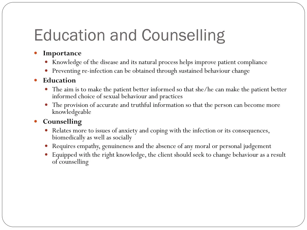 education and counselling
