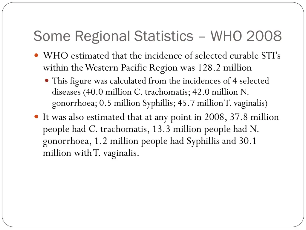 some regional statistics who 2008