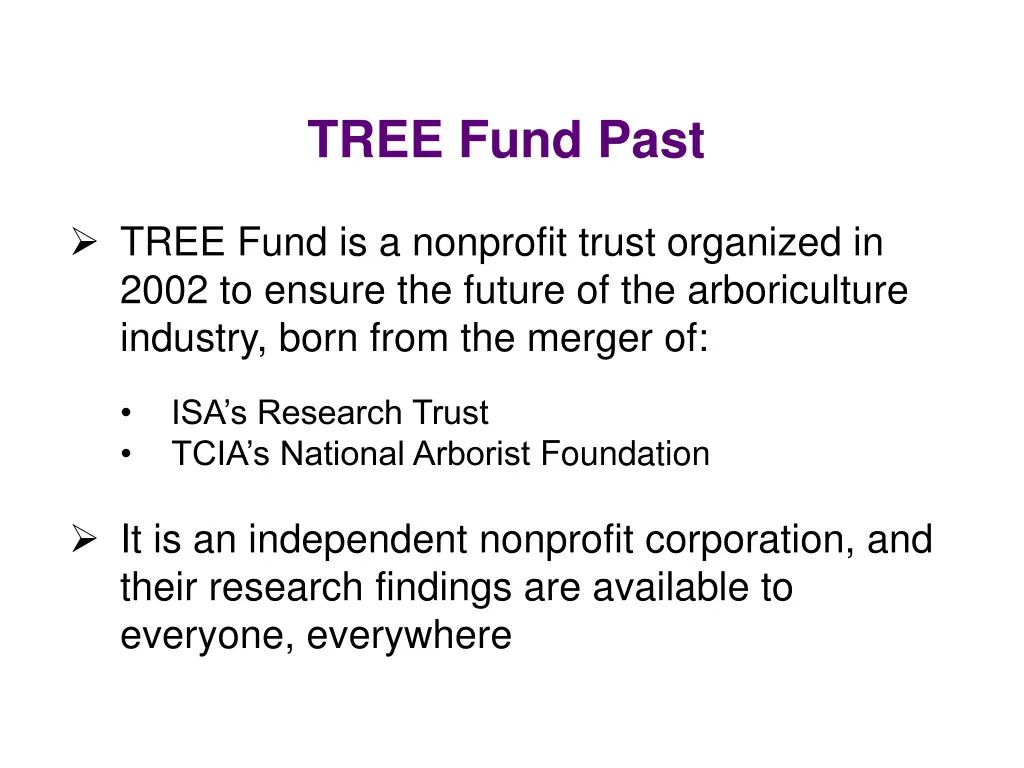 tree fund past