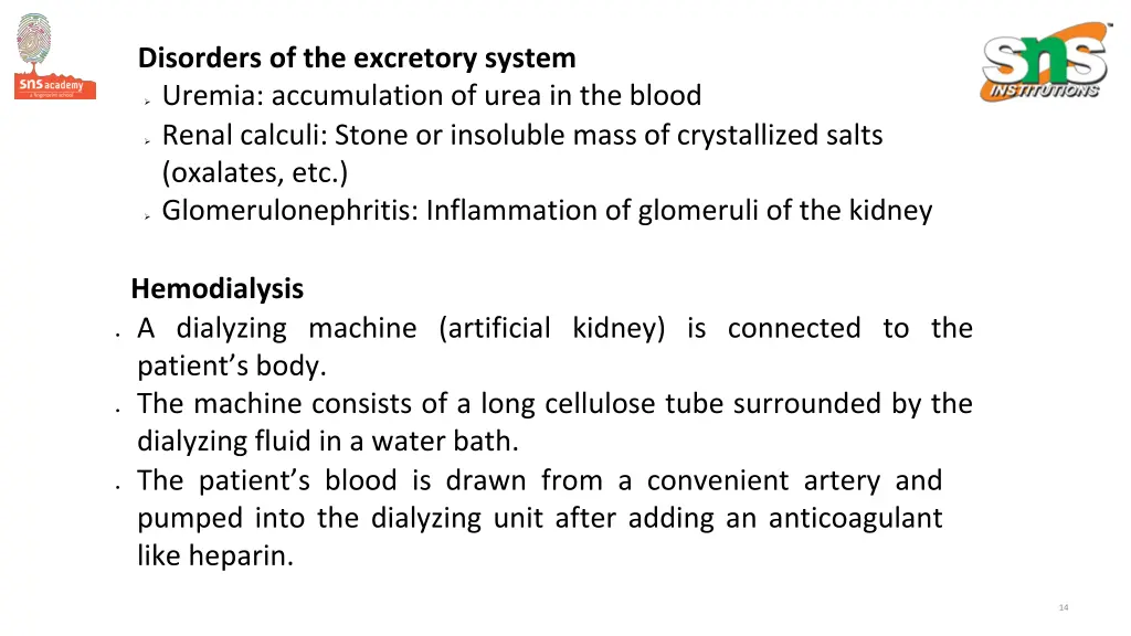 disorders of the excretory system