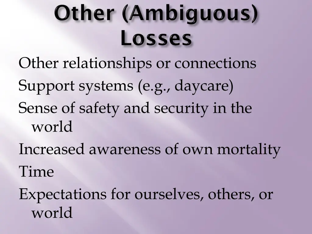 other relationships or connections support