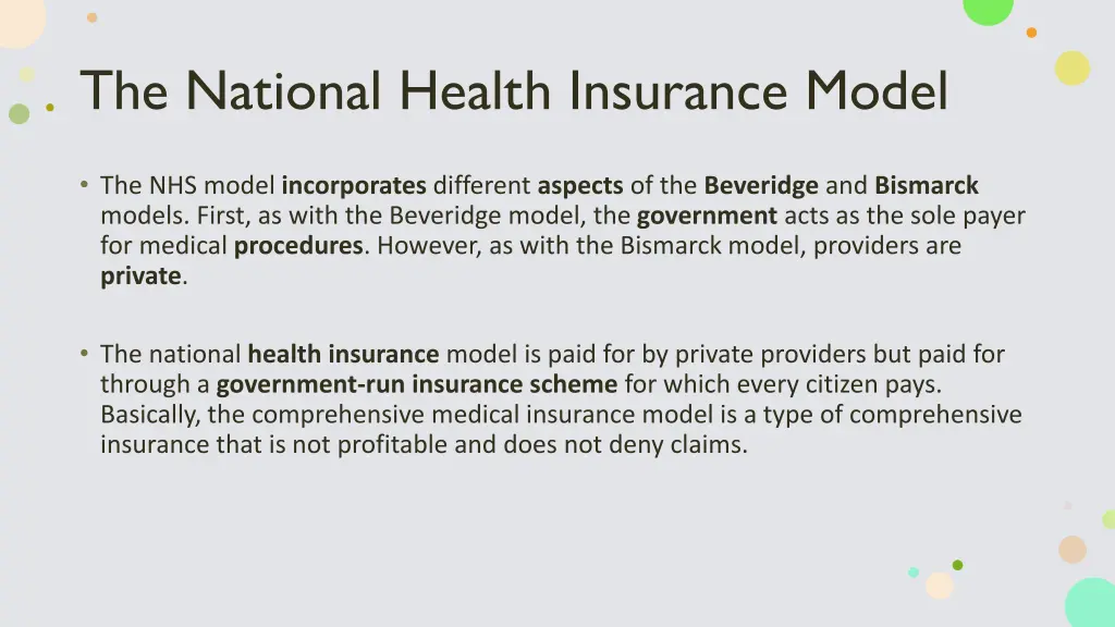 the national health insurance model