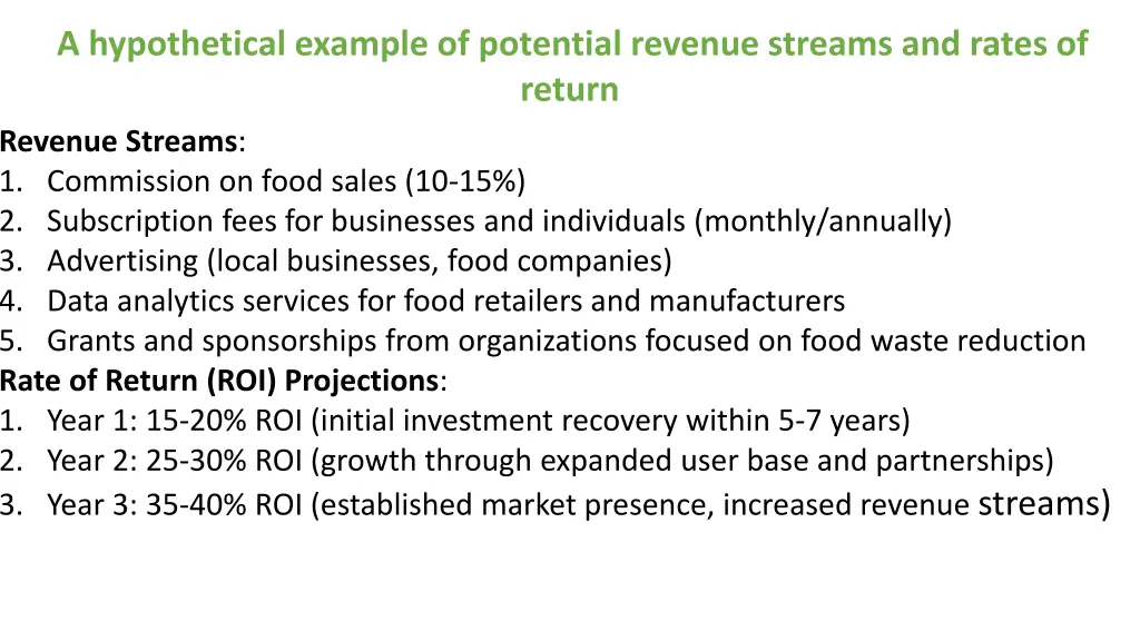 a hypothetical example of potential revenue