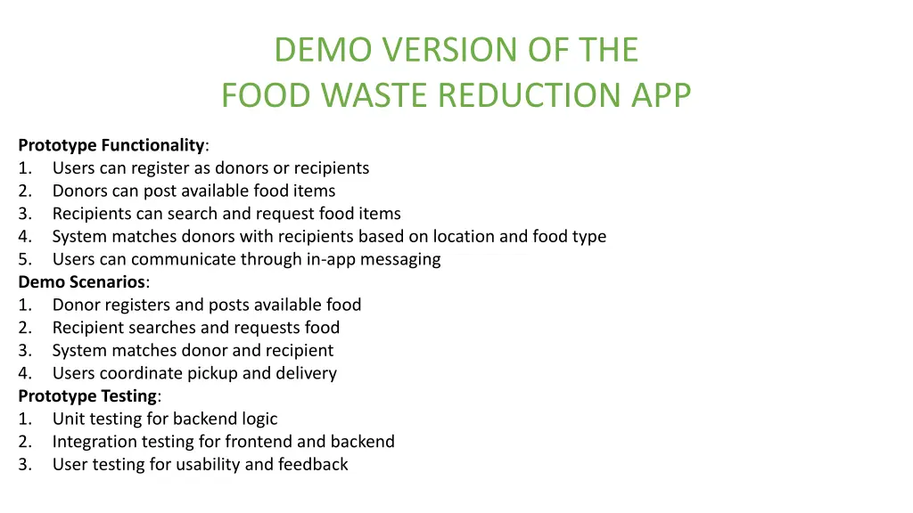 demo version of the food waste reduction app 1