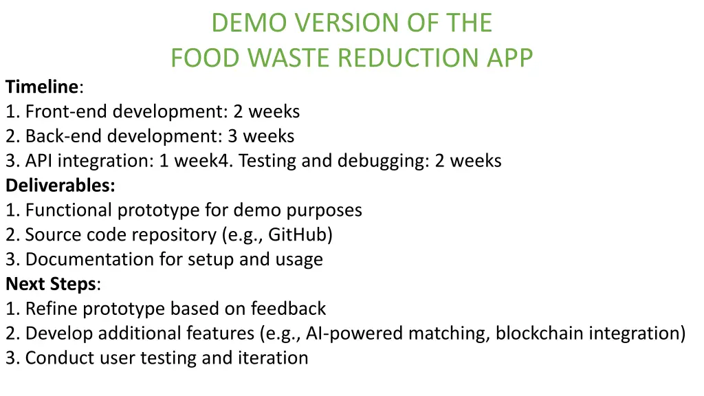demo version of the food waste reduction app 2