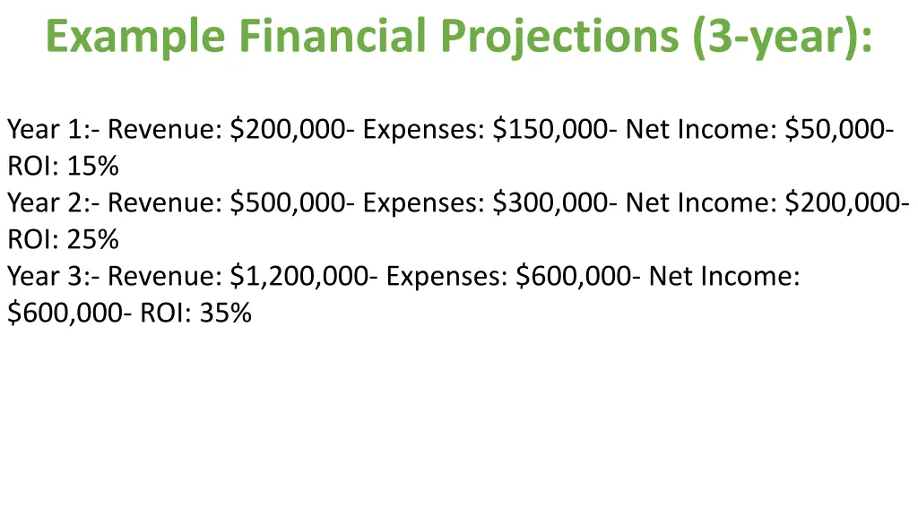 example financial projections 3 year