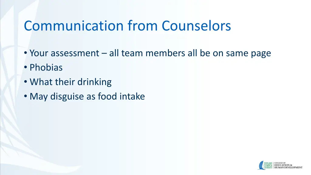 communication from counselors