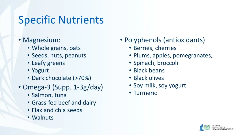 specific nutrients