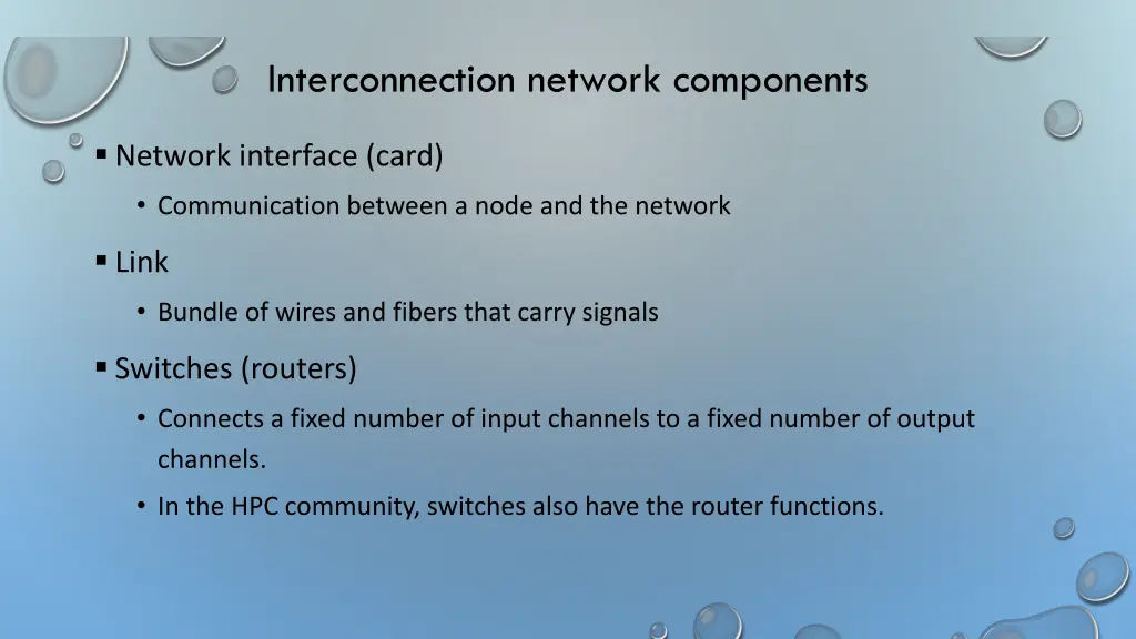 interconnection network components