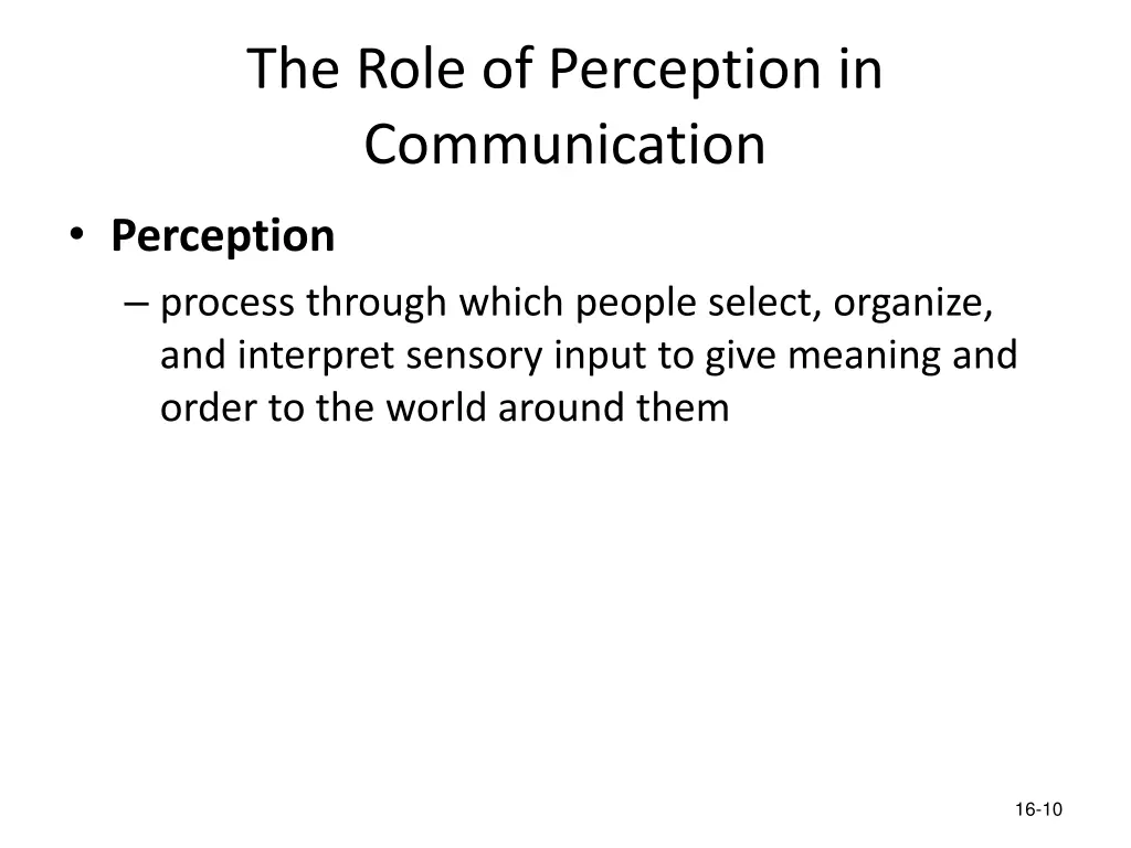 the role of perception in communication