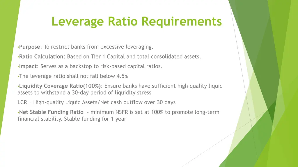 leverage ratio requirements