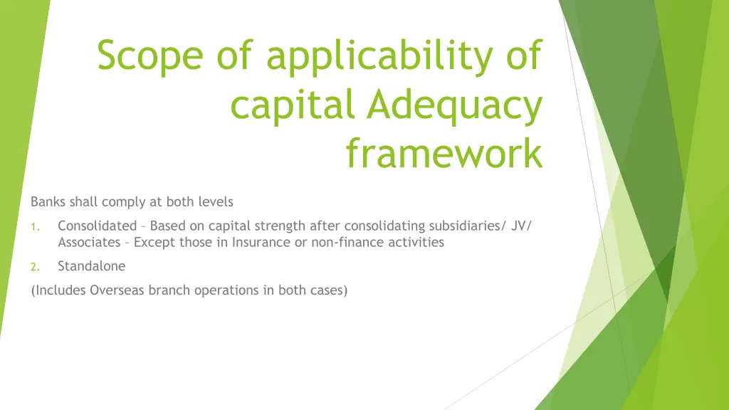 scope of applicability of capital adequacy