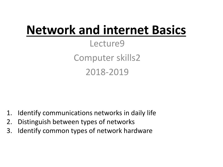 network and internet basics lecture9 computer
