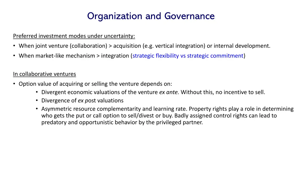 organization and governance
