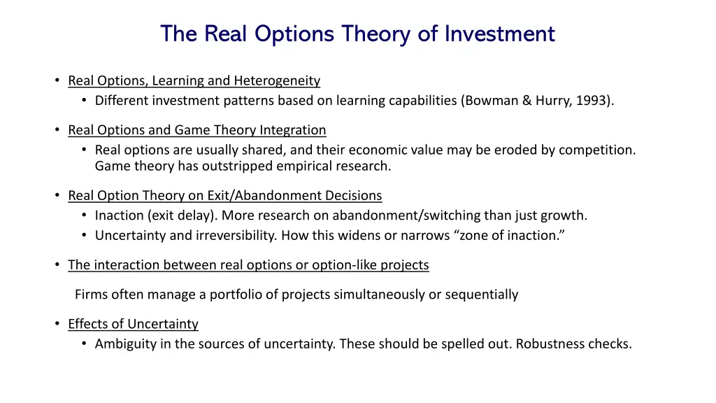 the real options theory of investment