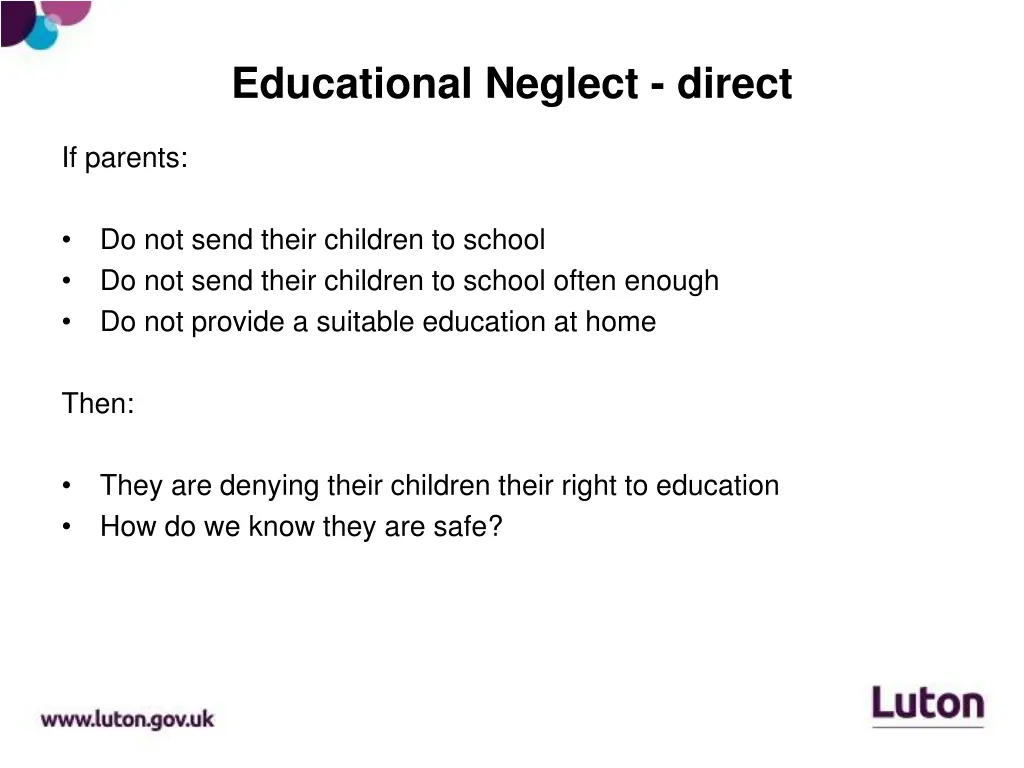educational neglect direct